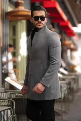 Men's Charcoal Slim Fit Peacoat - SER JOVEN (1)