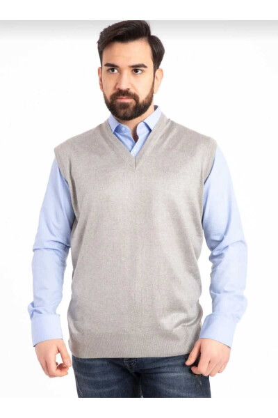 Men's Checked V-Neck Thin Knit Sweater 