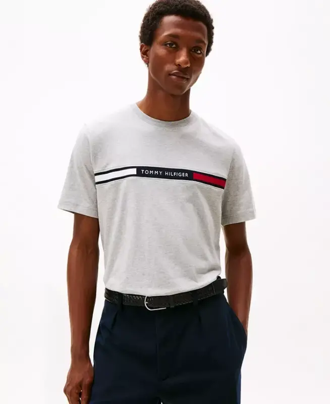 Men's Chest Insert Logo Short-Sleeve T-Shirt - Light Gray Heather - 1