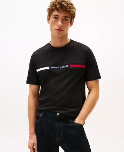 Men's Chest Insert Logo T-Shirt - Black - 1
