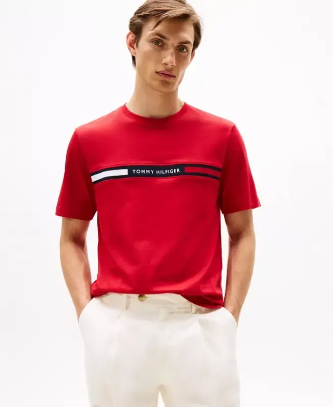 Men's Chest Insert Logo T-Shirt - Medium Red - 1