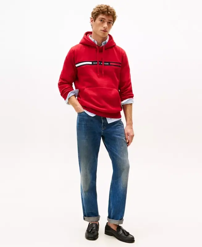 Men's Chest Logo Hoodie - Medium Red - 4