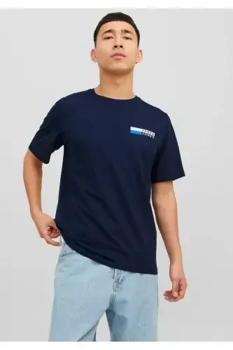 Men's Chest Print T-Shirt - Corplogo-Navy Blazer - 6