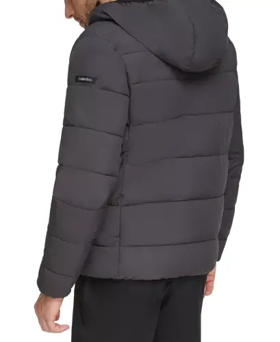 Men's Chevron Stretch Jacket With Sherpa Lined Hood - Iron - CALVIN KLEIN (1)