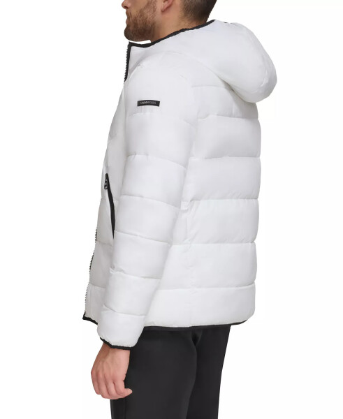 Men's Chevron Stretch Jacket With Sherpa Lined Hood White - 2