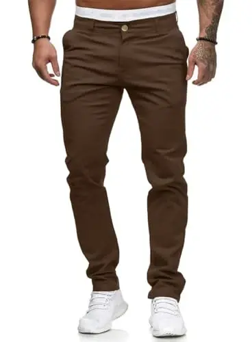 Mens Chinos Slim Fit Stretch Flat-Front Skinny Dress Pants 