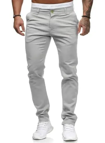 Mens Chinos Slim Fit Stretch Flat-Front Skinny Dress Pants 