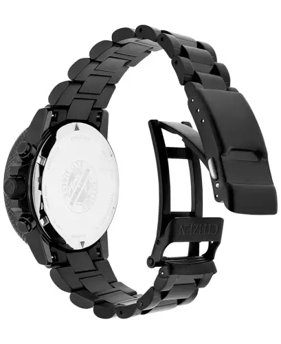 Men's Chronograph Eco-Drive Nighthawk Black Ion Plated Stainless Steel Bracelet Watch 43mm CA0295-58E - 4
