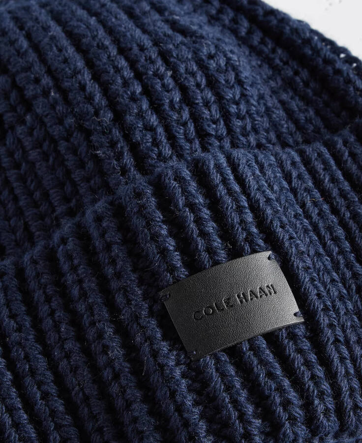 Men's Chunky Cardigan Stitch Hat Navy - 2