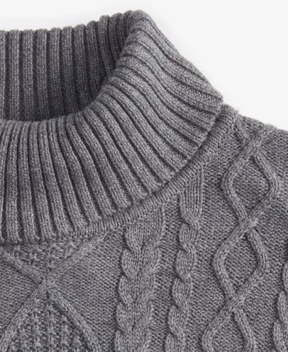 Men's Chunky Turtleneck Sweater, Created for Modazone - Charcoal Heather - 5