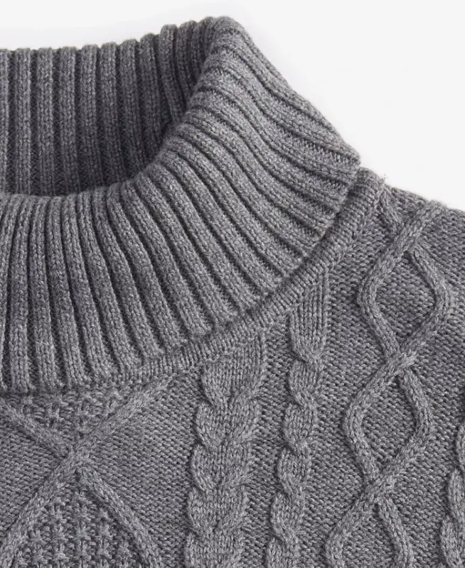 Men's Chunky Turtleneck Sweater, Created for Modazone - Charcoal Heather - 5