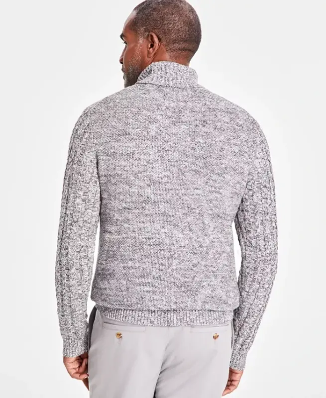 Men's Chunky Turtleneck Sweater, Created for Modazone - Dark Grey - 2