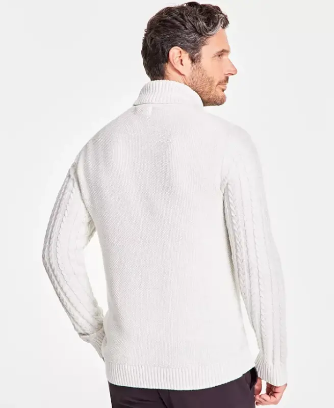 Men's Chunky Turtleneck Sweater, Created for Modazone - Light Gray - 2