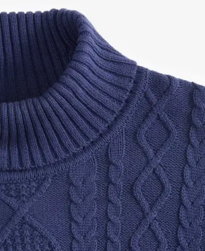Men's Chunky Turtleneck Sweater, Created for Modazone - Navy Blue - 3