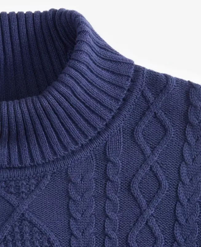 Men's Chunky Turtleneck Sweater, Created for Modazone - Navy Blue - 3