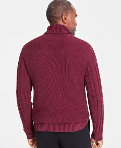 Men's Chunky Turtleneck Sweater, Created for Modazone - Red Plum - CLUB ROOM (1)