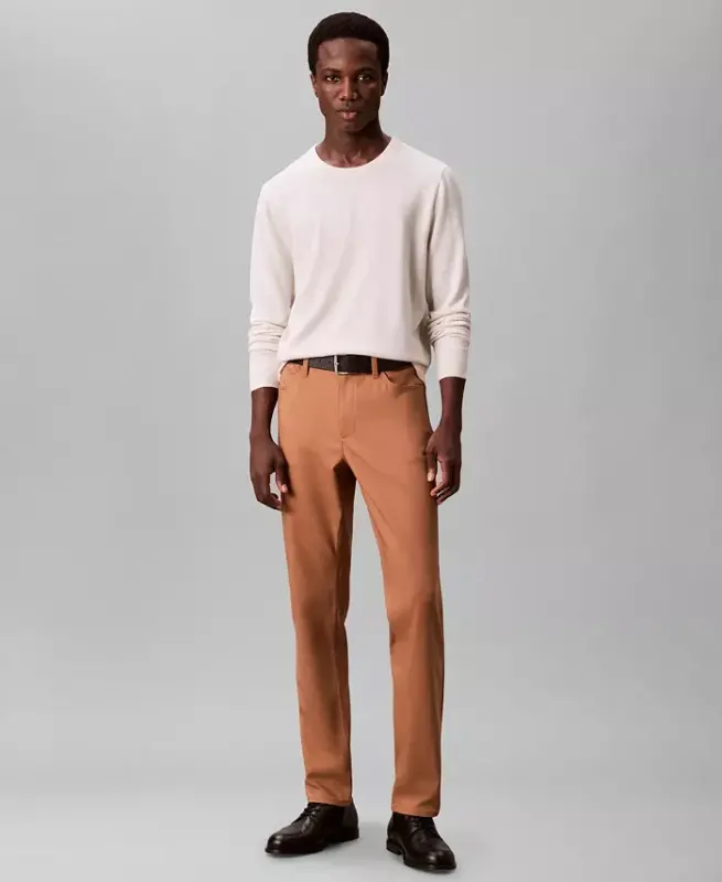 Men's Ck Move 365 Slim-Fit Performance Stretch Pants - Light Caramel Brown - 1