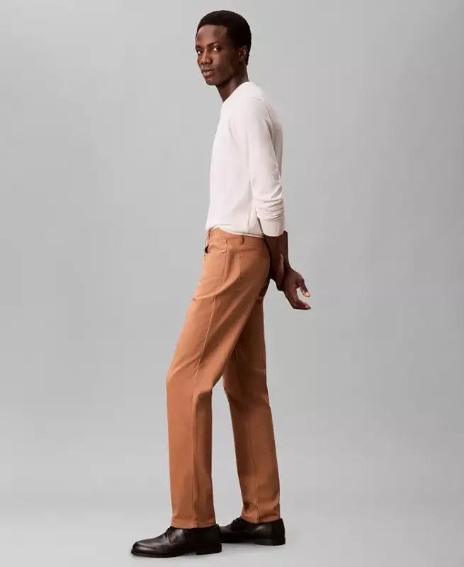 Men's Ck Move 365 Slim-Fit Performance Stretch Pants - Light Caramel Brown - 3