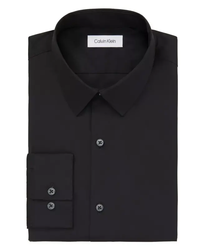 Men's CK X Extra-Slim Stretch Dress Shirt-Black - 3