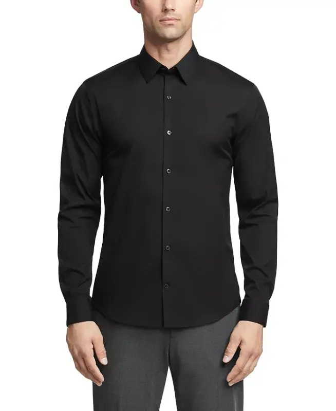 Men's CK X Extra-Slim Stretch Dress Shirt-Black - 1