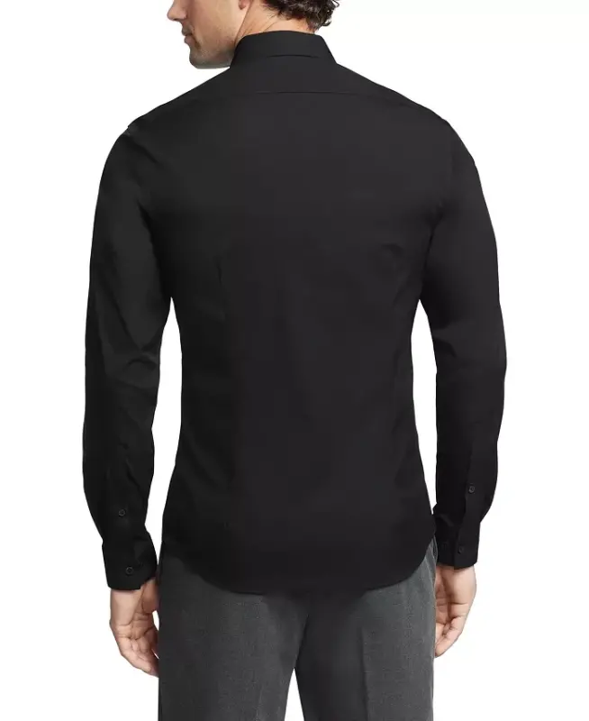 Men's CK X Extra-Slim Stretch Dress Shirt-Black - 2
