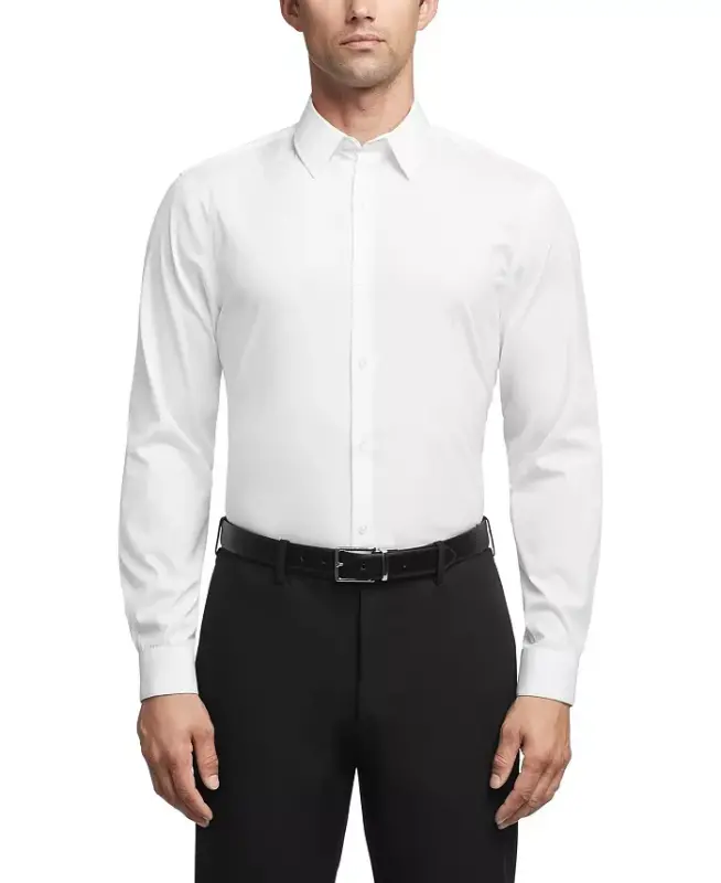 Men's CK X Extra-Slim Stretch Dress Shirt-White - 1