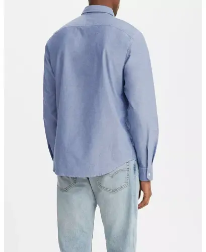 Men's Classic 1 Pocket Regular-Fit Long Sleeve Shirt-Navy Peony - 2