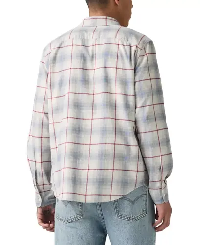 Men's Classic 1 Pocket Regular-Fit Long Sleeve Shirt-Silver Birch Flannel - 2