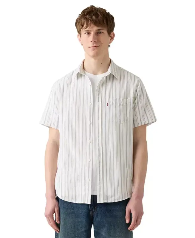Men's Classic Regular-Fit Shirt - Garrett Stripe Egret - 1