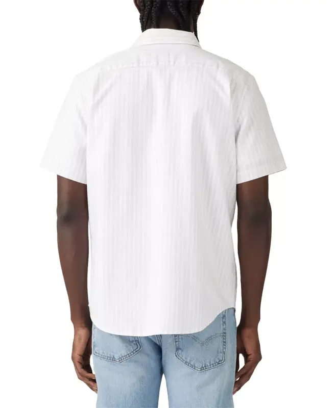 Men's Classic 1 Pocket Short Sleeve Regular Fit Shirt-Stripe Wht - 2
