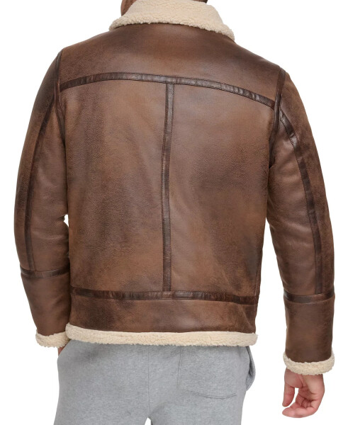 Men's Classic Faux Shearling B-3 Bomber Jacket Brown - 2