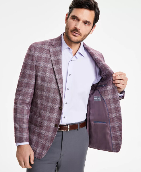 Men's Classic-Fit Berry Plaid Sport Coat Berry Burgundy - 4