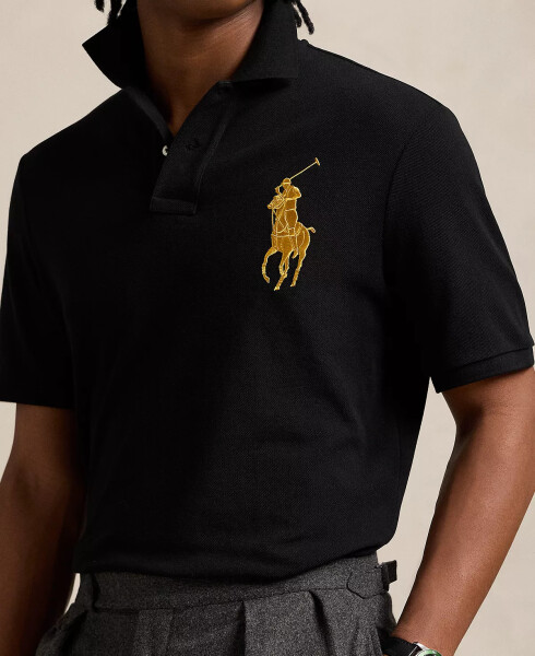 Men's Classic-Fit Big Pony Mesh Polo Shirt Black - 3