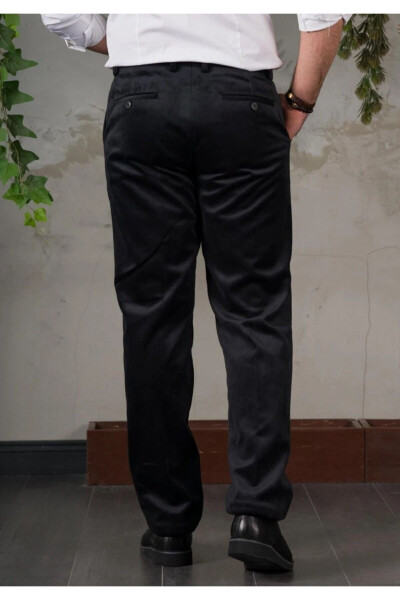 Men's Classic Fit Black Velvet Pants - 5