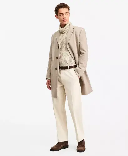 Men's Classic-Fit Camber Wool Overcoat - Tan Twill - 1