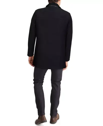 Men's Classic-Fit Car Coat with Faux-Leather Trim - COLE HAAN (1)
