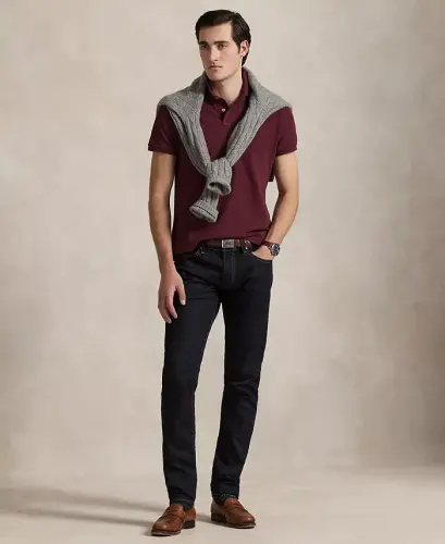 Men's Classic-Fit Cotton Polo Shirt - Spring Wine Heather - 4