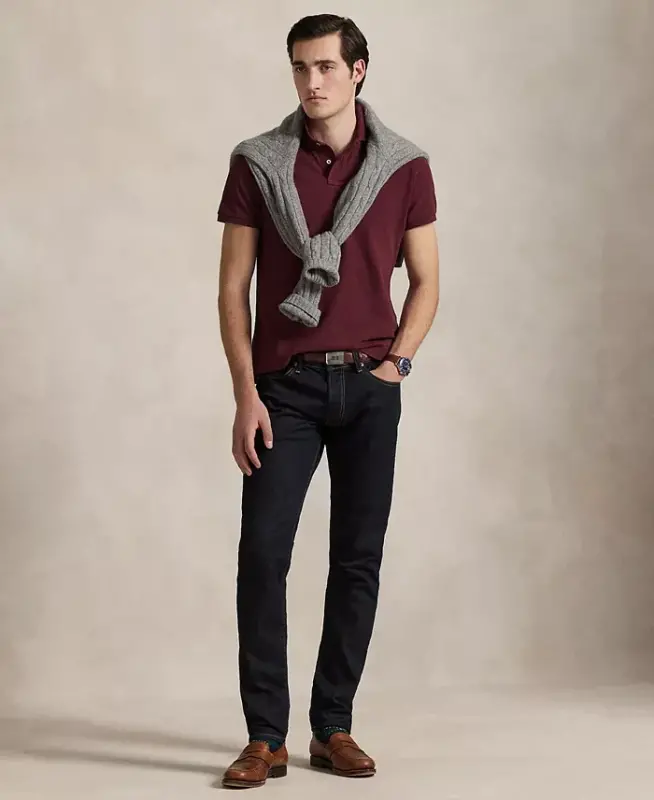 Men's Classic-Fit Cotton Polo Shirt - Spring Wine Heather - 4