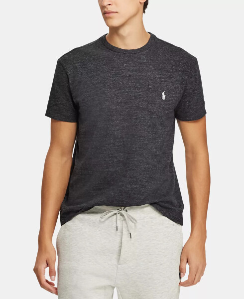 Men's Classic Fit Crew Neck Pocket T-Shirt Black Marl Heather - 1
