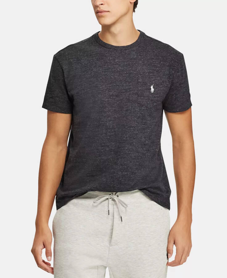 Men's Classic Fit Crew Neck Pocket T-Shirt Black Marl Heather - 1
