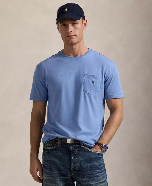 Men's Classic Fit Crew Neck Pocket T-Shirt Blue - 1