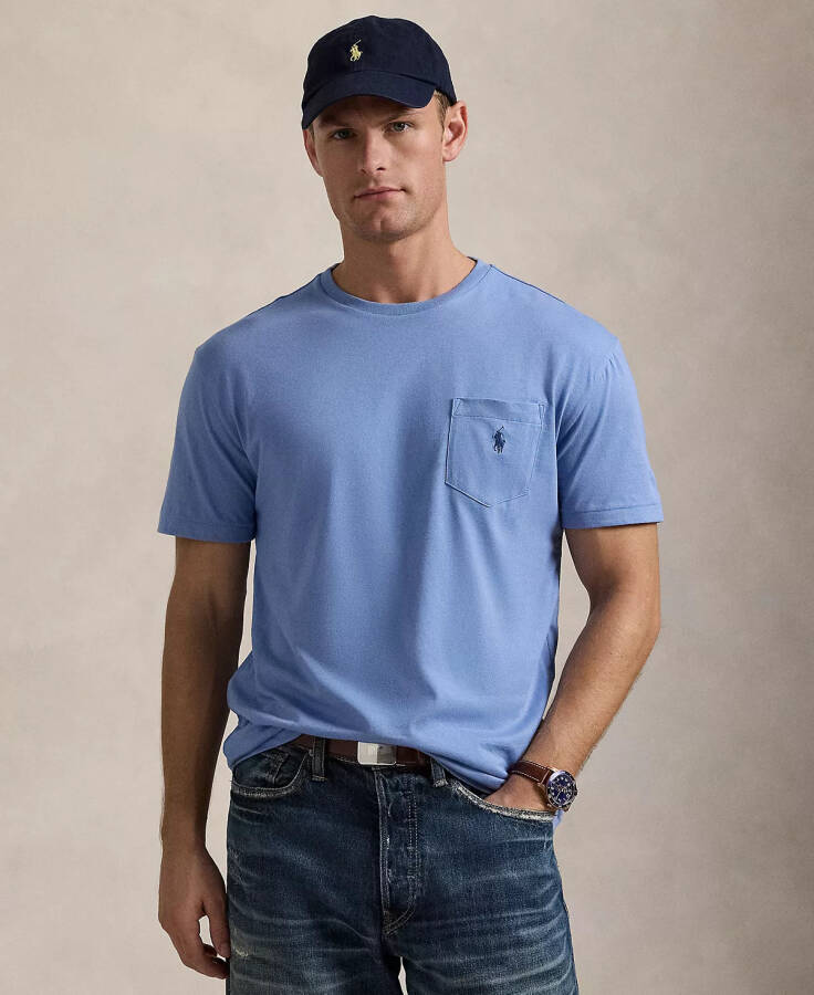 Men's Classic Fit Crew Neck Pocket T-Shirt Blue - 1