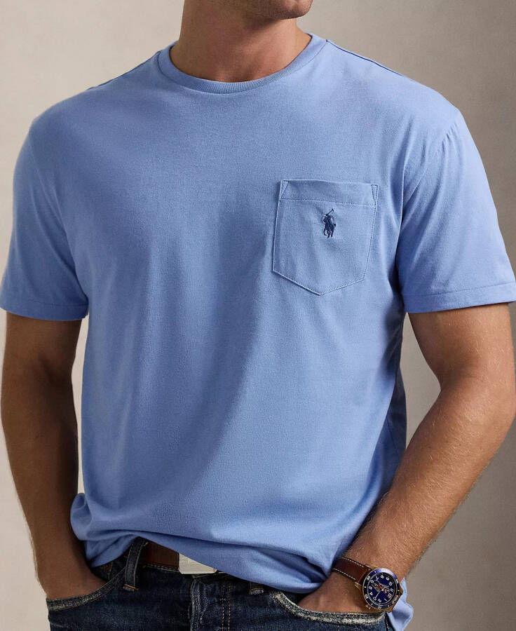 Men's Classic Fit Crew Neck Pocket T-Shirt Blue - 3