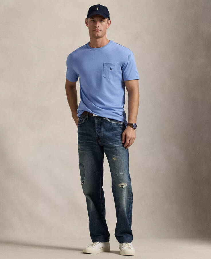 Men's Classic Fit Crew Neck Pocket T-Shirt Blue - 4