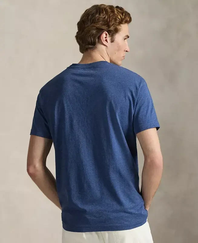 Men's Classic Fit Crew Neck Pocket T-Shirt-Derby Blue Heather - 4