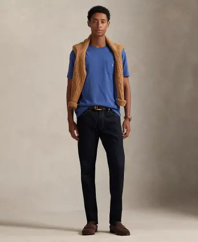 Men's Classic Fit Crew Neck Pocket T-Shirt-Old Royal - 3