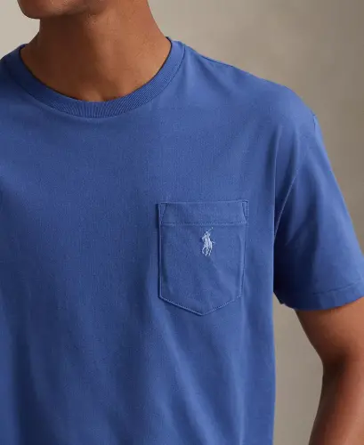 Men's Classic Fit Crew Neck Pocket T-Shirt-Old Royal - 4