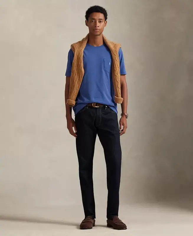 Men's Classic Fit Crew Neck Pocket T-Shirt-Old Royal - 2