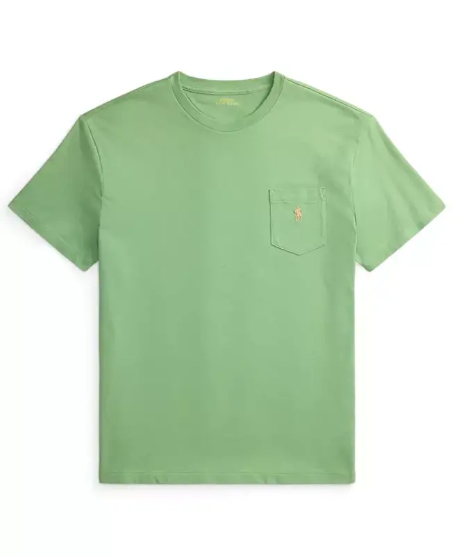 Men's Classic Fit Crew Neck Pocket T-Shirt-Outback Green - 5