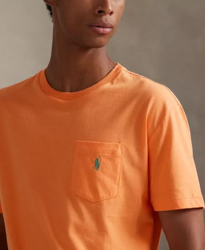 Men's Classic Fit Crew Neck Pocket T-Shirt-Pompano Orange - 3
